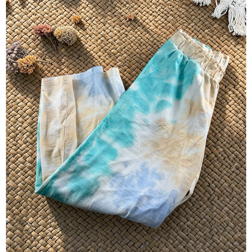 Soft Surroundings Mabel Cropped Tie Dye Pants Sz Small Pastel Elastic Waist